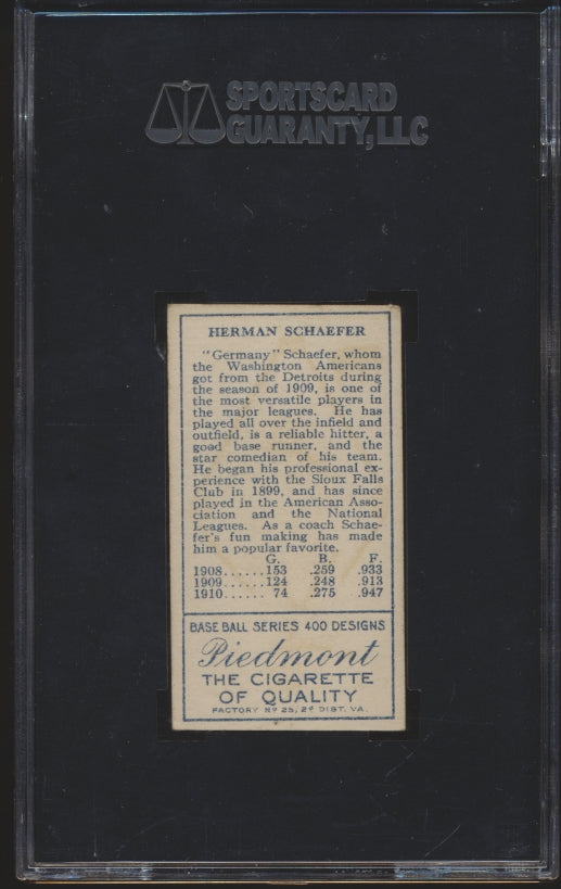 1911 Piedmont Cigarettes (T205) Germany Schaefer SGC 4