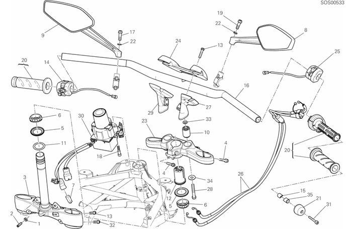 52340251A diavel 20144-2014 leftside mirror oe