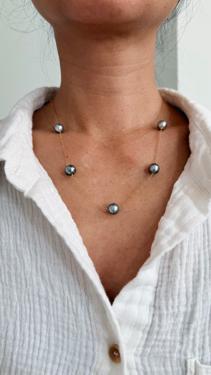 Tahitian pearl station necklace