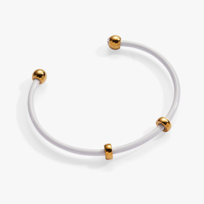 Bezel Stone Enamel Cuff, White