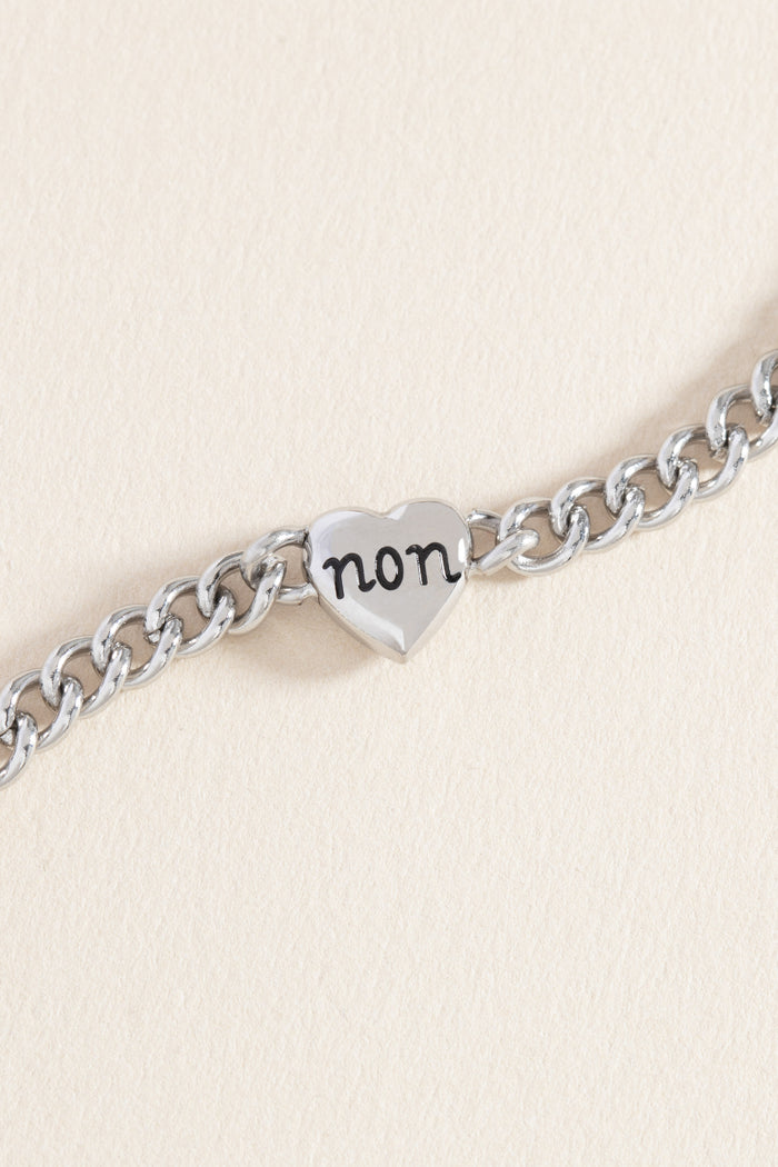 Engraved French 'Oui' & 'Non' Reversible Heart Bracelet