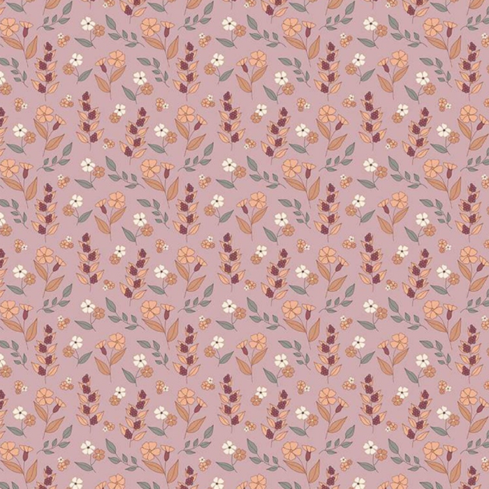 Evening on the Prairie Autumn Floral Mauve 1 Yard Cut