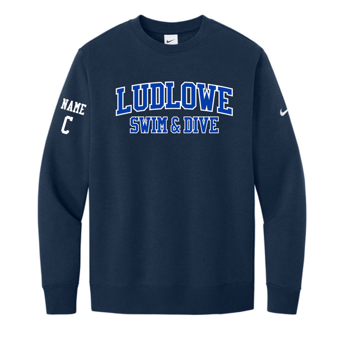 Ludlowe Girls Swim & Dive Nike Crewneck Sweatshirt Logowear Fairfield Ludlowe Girls Swim & Dive Navy Adult S