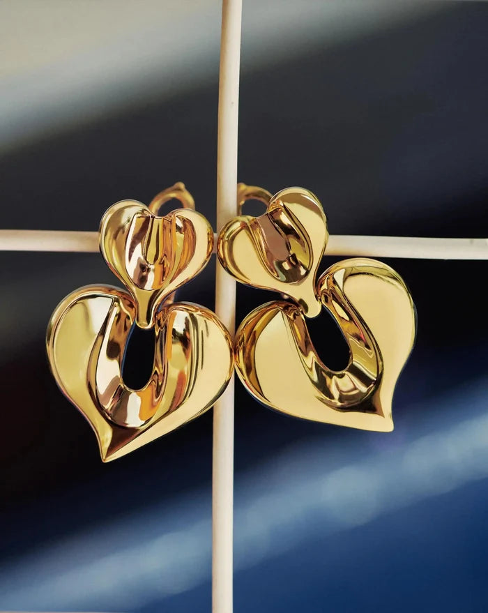 Molten Heart Statement Earrings | 18ct Gold Plated Earrings Missoma