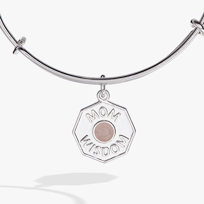 'Mom Wisdom' Rose Quartz Crystal Charm Bangle