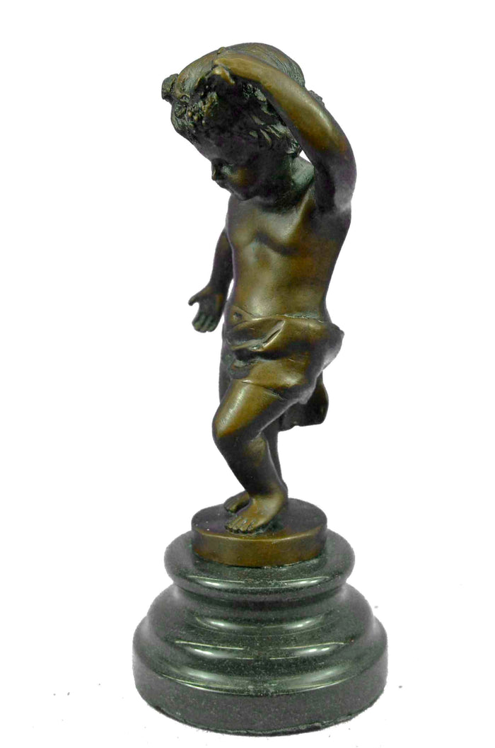 Moreau Nude Boy Children Bronze Marble Base Statue Sculpture Figurine Art Decor