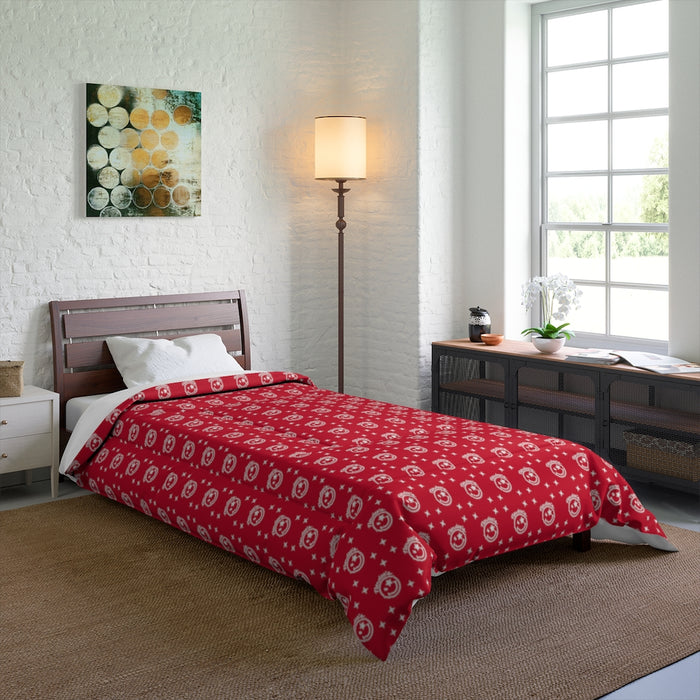 Nerdee's Official Logo Pattern (Design 01) Comforter - Dark Red