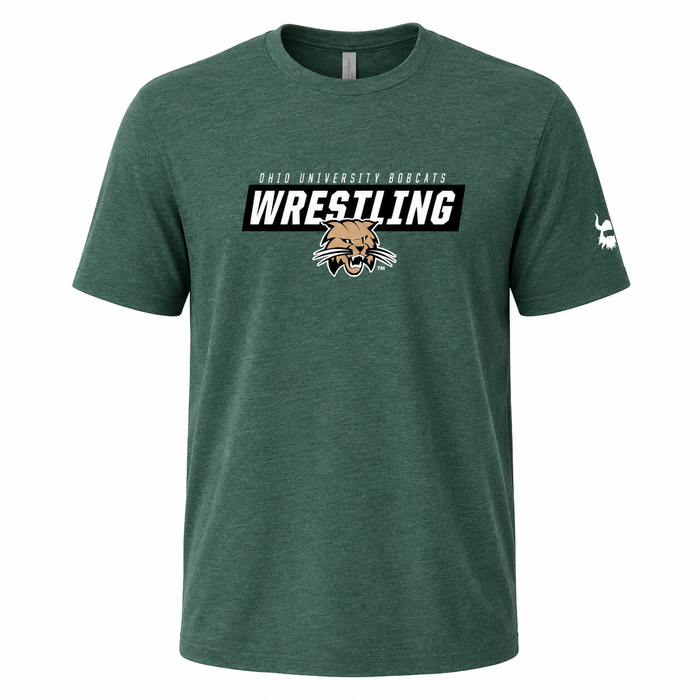 Ohio University Wrestling Bobcat Heather Forest Shirt