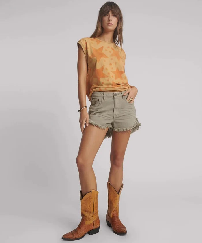 Shorts One Teaspoon Outlaws Mid Waist Denim Shorts Faded Khaki Apoella