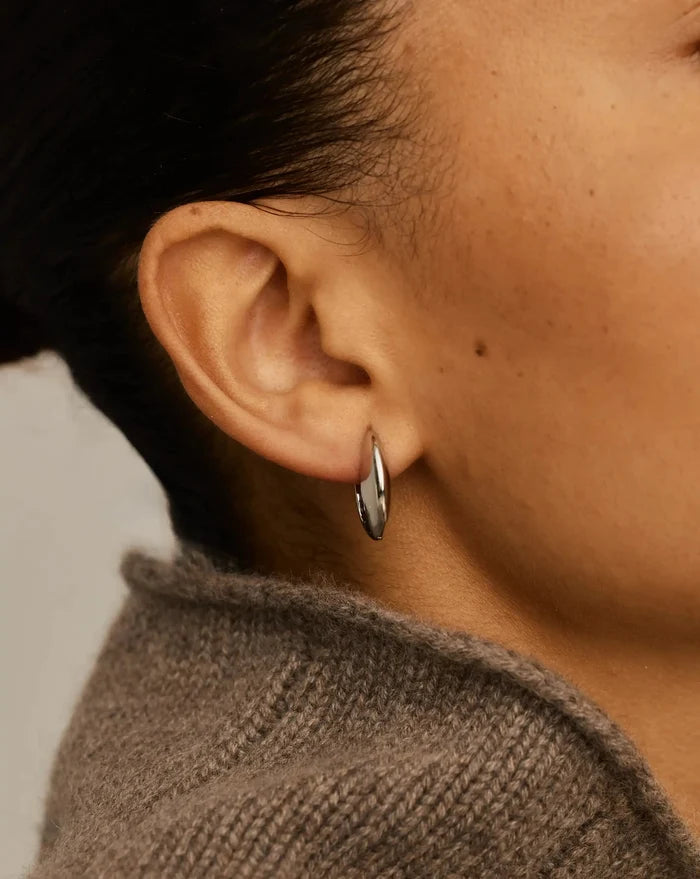 Pebble Hinged Hoop Earrings | Platinum Plated Earrings Missoma