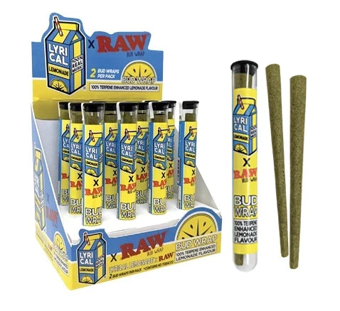 RAW X Lyrical Lemonade Bud Wrap Terp Enhanced Flavor Cones 2ct 12pk
