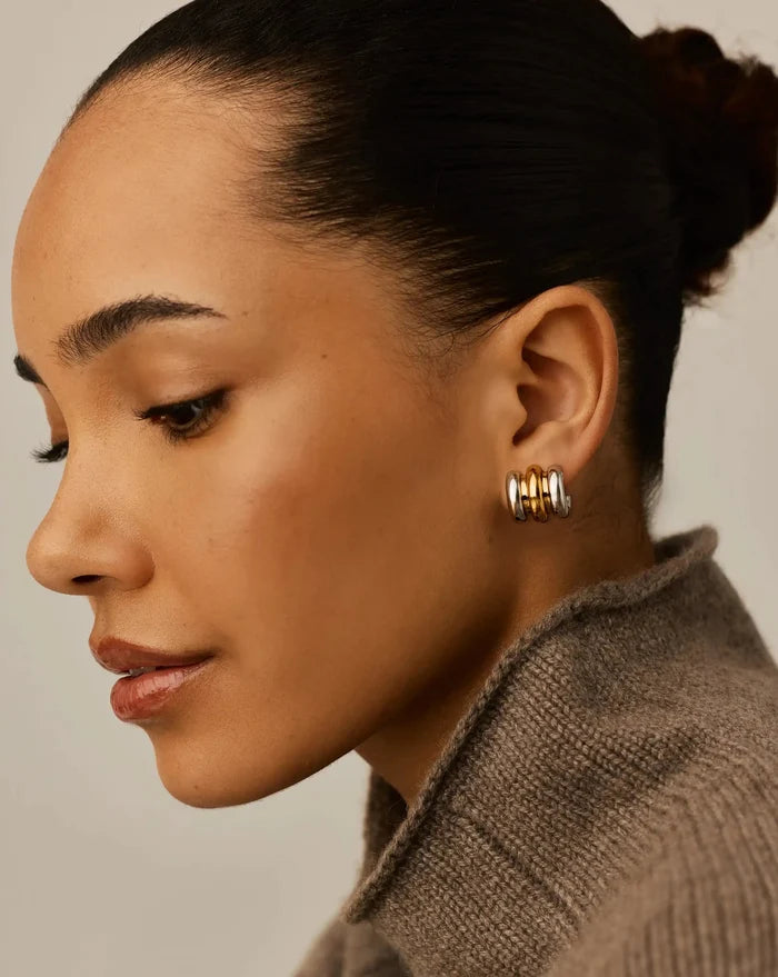 Triple Ridge Oversized Studs | 18ct Gold Plated/Platinum Plated Earrings Missoma