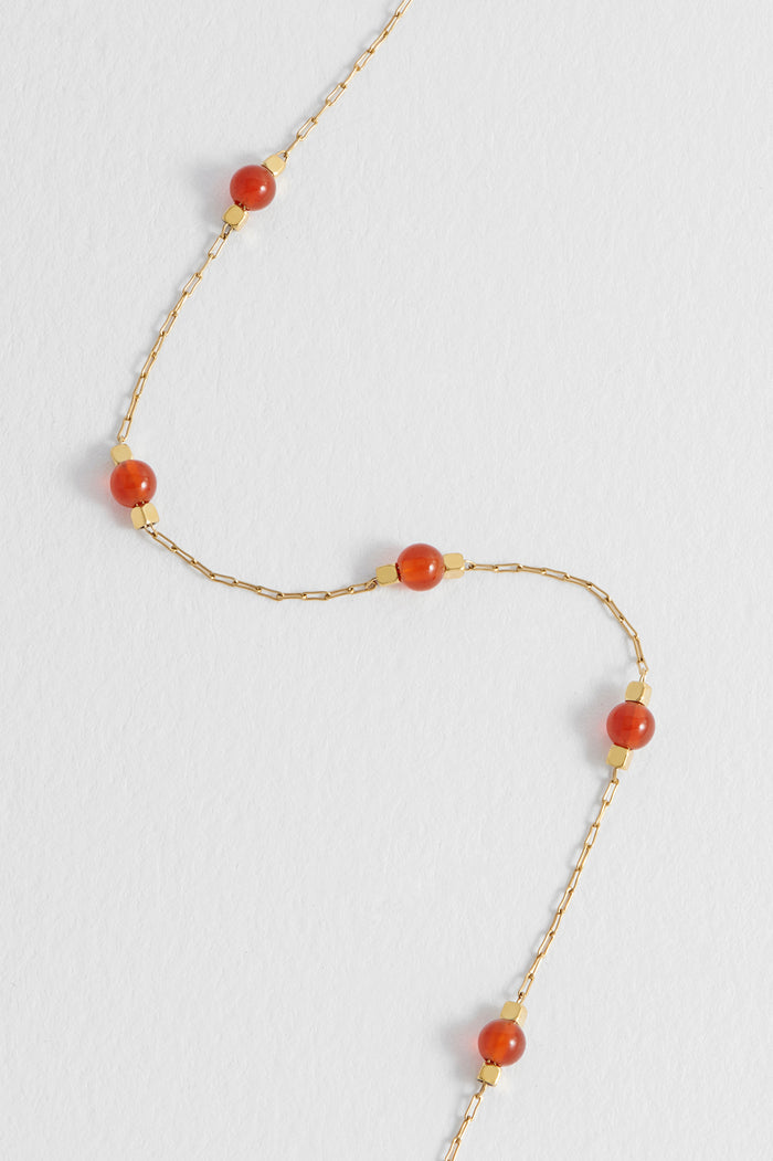 Wellness Red Agate Beaded Chain Bracelet