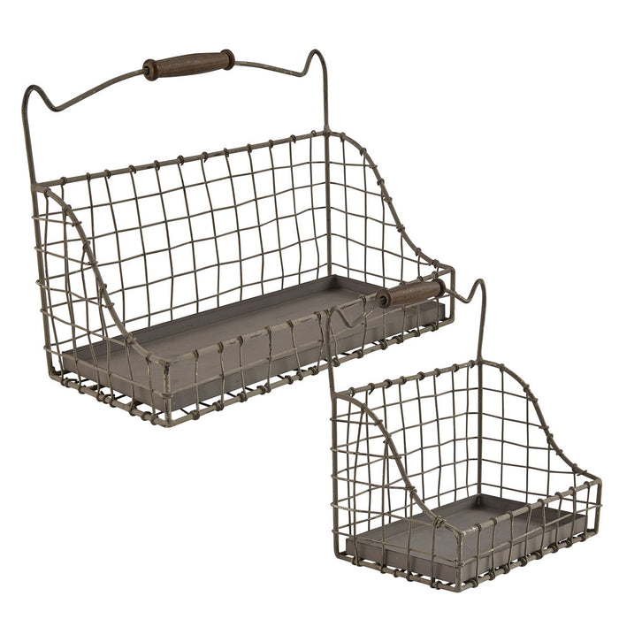 Metal Zinc Wall Hanging Basket Set