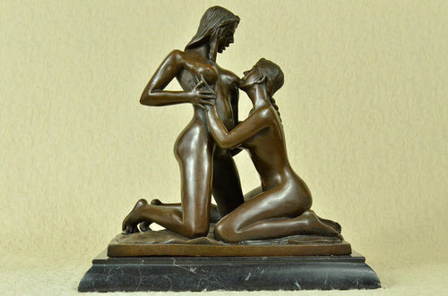 100% solid Bronze Hot Erotic Sexual Lesbian Love Collectible  Statue Figurine
