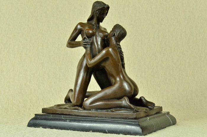 100% solid Bronze Hot Erotic Sexual Lesbian Love Collectible  Statue Figurine