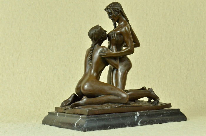 100% solid Bronze Hot Erotic Sexual Lesbian Love Collectible  Statue Figurine
