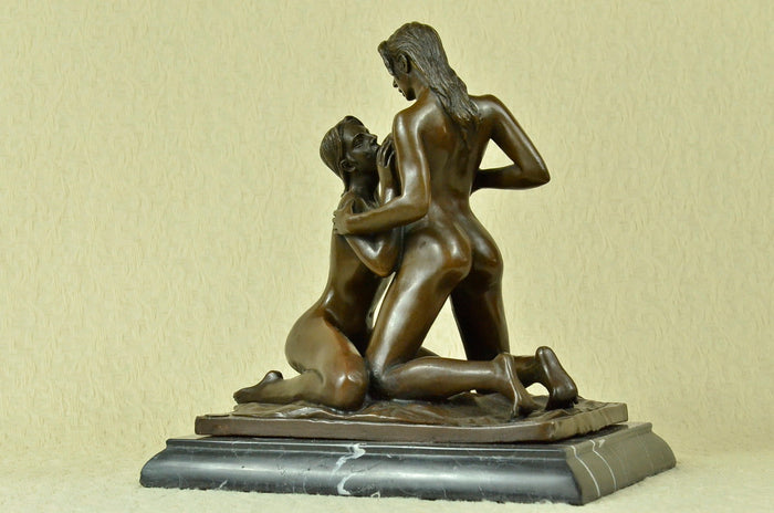 100% solid Bronze Hot Erotic Sexual Lesbian Love Collectible  Statue Figurine