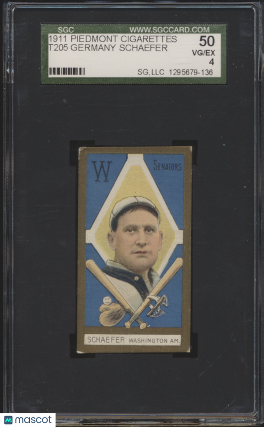 1911 Piedmont Cigarettes (T205) Germany Schaefer SGC 4
