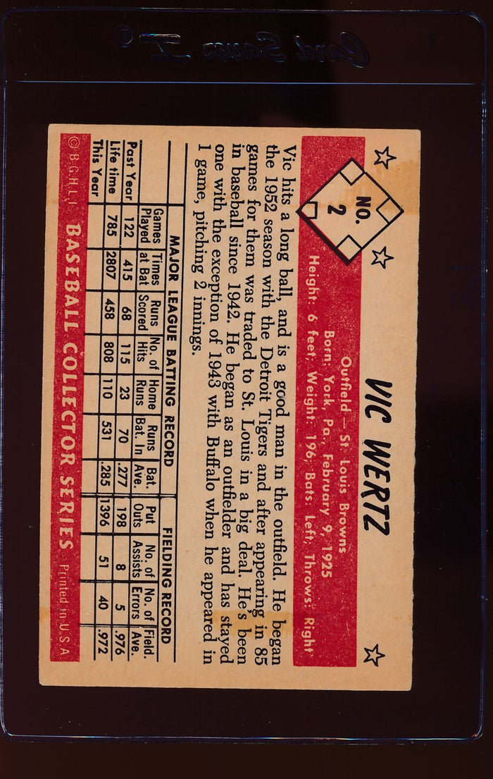 1953 Bowman Color 2 Vic Wertz  VG 12698