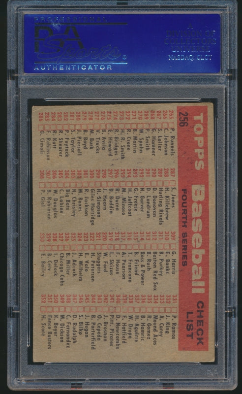 1958 Topps White Sox Team #256 Checklist PSA/DNA Authentic Auto (Paul LaPalme)