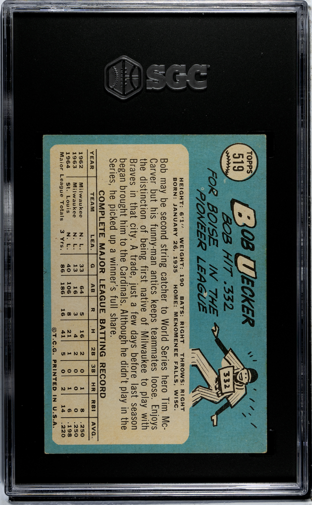 1965 Topps #519 Bob Uecker SGC 6 S26-02t