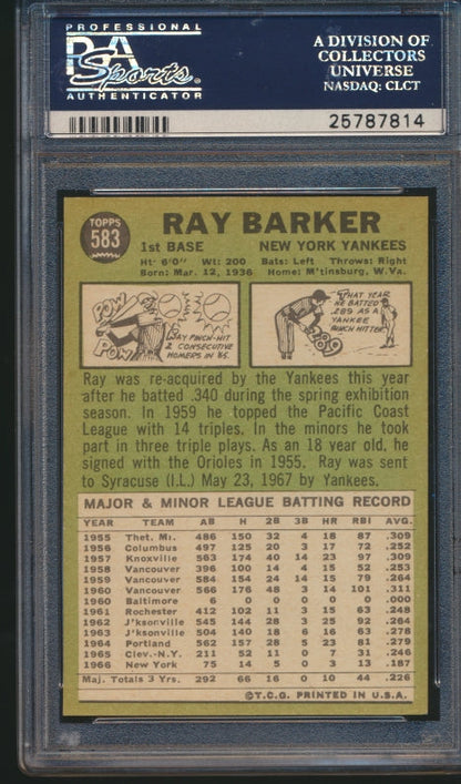 1967 Topps #583 Ray Barker PSA 7 S26-03d