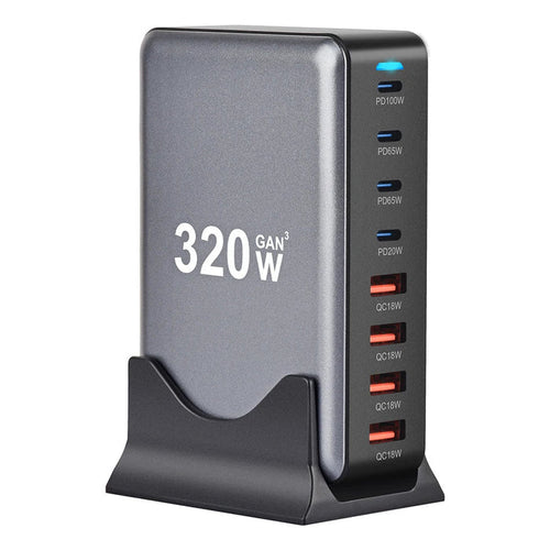 Multi-port USB charging station with 320W GaN technology.