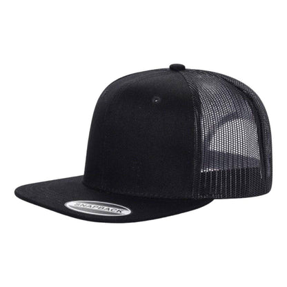 6-Panel Trucker Hat, Blank Flat Bill Mesh Cap: Olive/Khaki