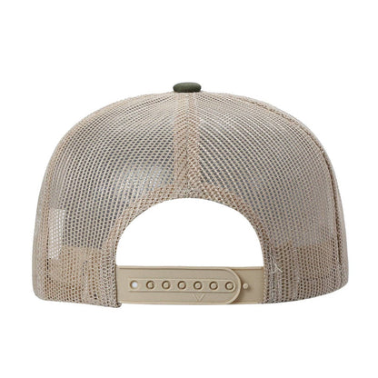 6-Panel Trucker Hat, Blank Flat Bill Mesh Cap: Olive/Khaki