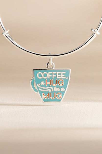'A Hug In A Mug' Coffee Charm Bangle