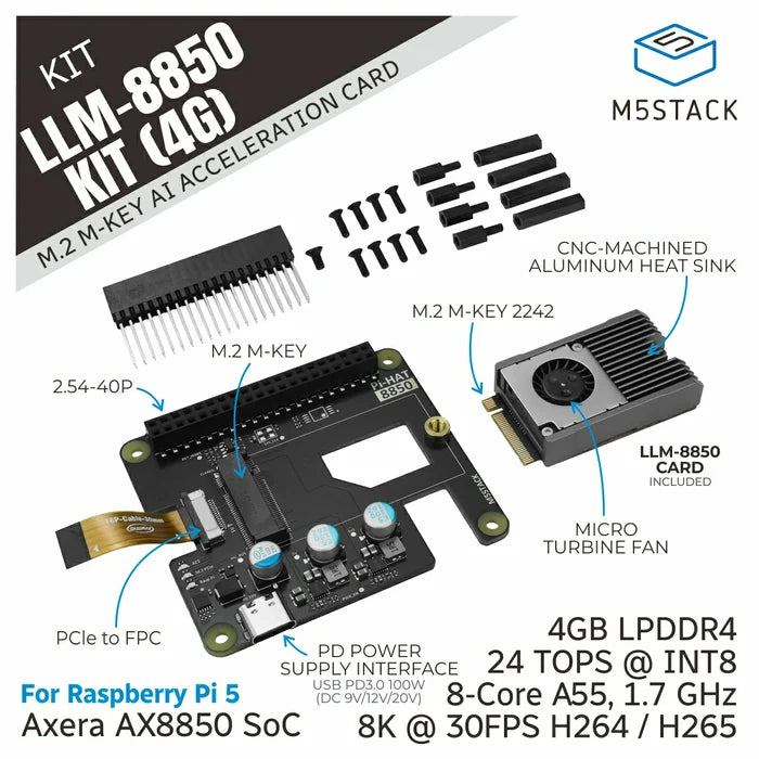 AI-8850 LLM Acceleration M.2 Kit 4GB Version (AX8850)