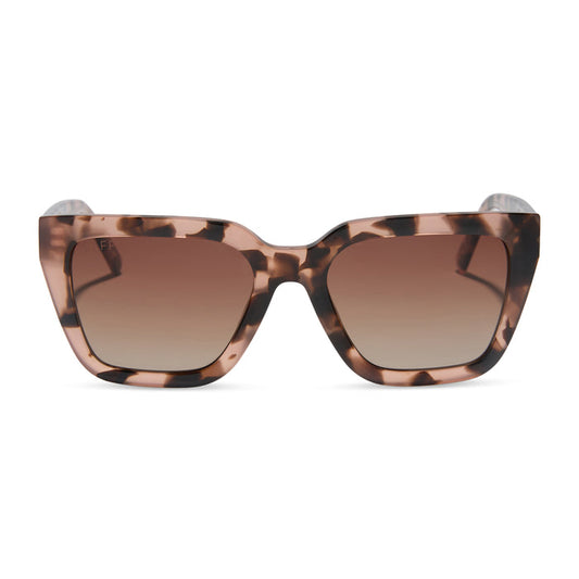 diff eyewear featuring the amara square sunglasses with a himalyan tortoise frame and brown gradient polarized lenses front view