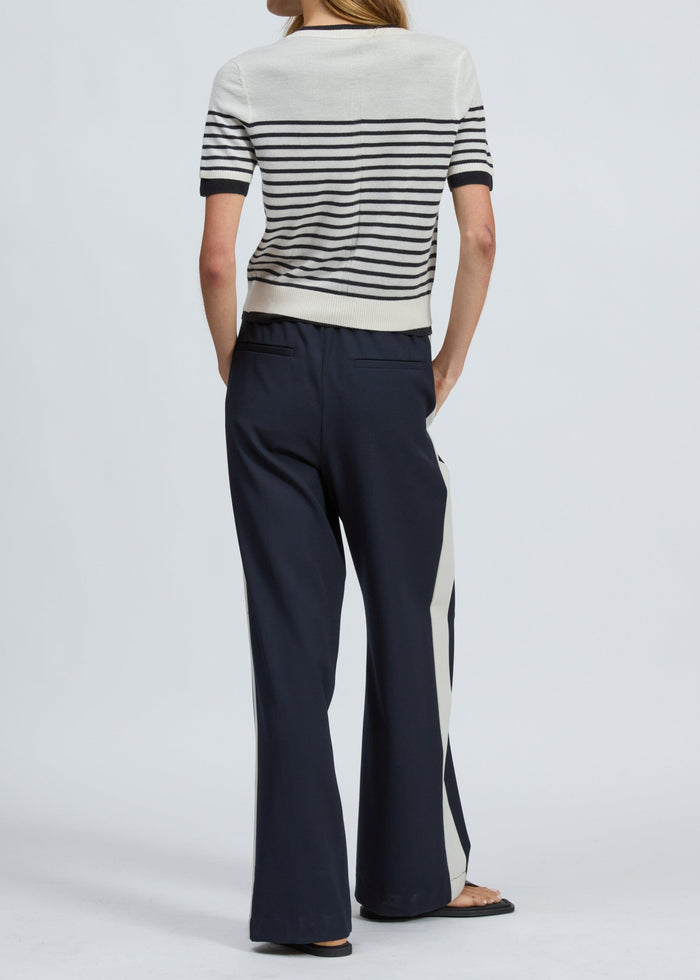 Anne Short Sleeve Stripe Cardigan-Sweaters-Uniquities