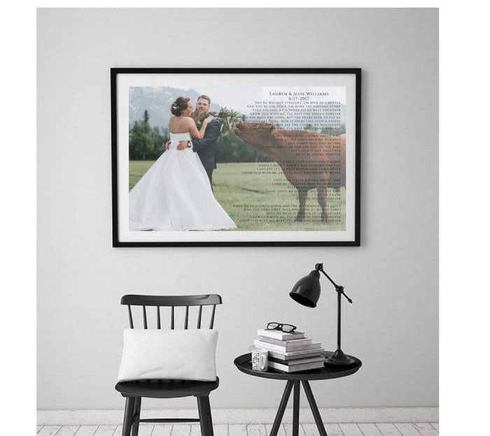 Anniversary Gift first dance Song Lyrics print custom personalized framed wall art