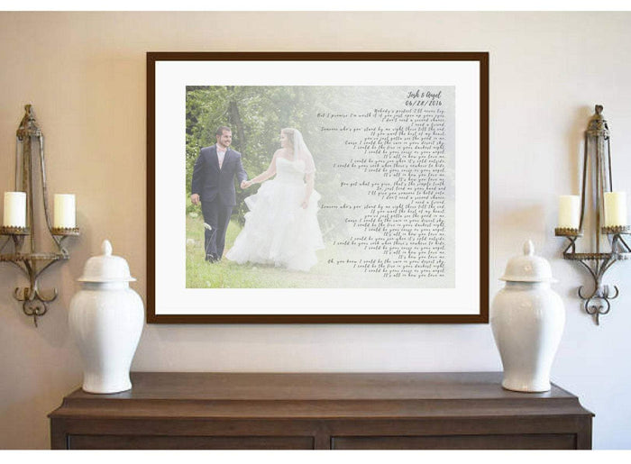 Anniversary Gift first dance Song Lyrics print custom personalized framed wall art