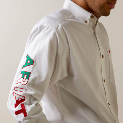 Ariat Men - Team Logo Twill Classic Fit Shirt (White Mexico) 10040911