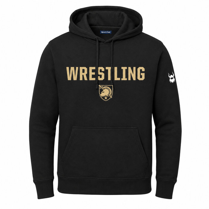 Army WRESTLING crest black fleece hoodie