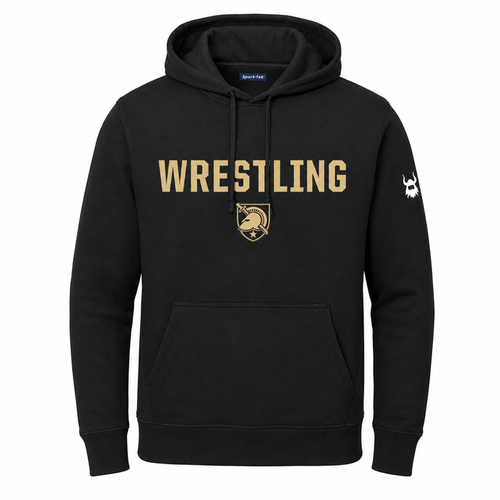 Army WRESTLING crest black fleece hoodie
