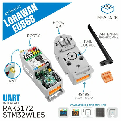 Atomic DTU LoRaWAN Base - EU868 (STM32WLE5CC) - m5stack-store