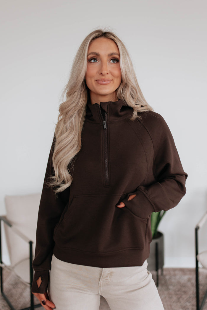 Aubrie Half-Zip Pullover - Espresso