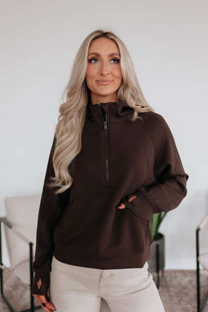 Aubrie Half-Zip Pullover - Espresso
