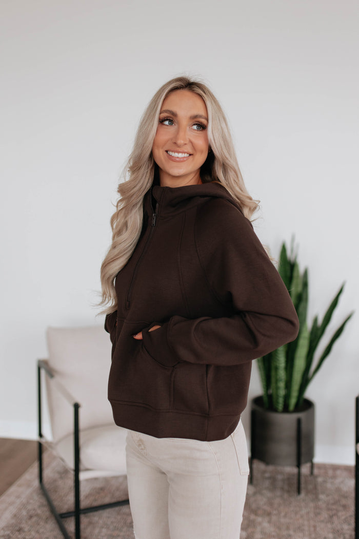 Aubrie Half-Zip Pullover - Espresso