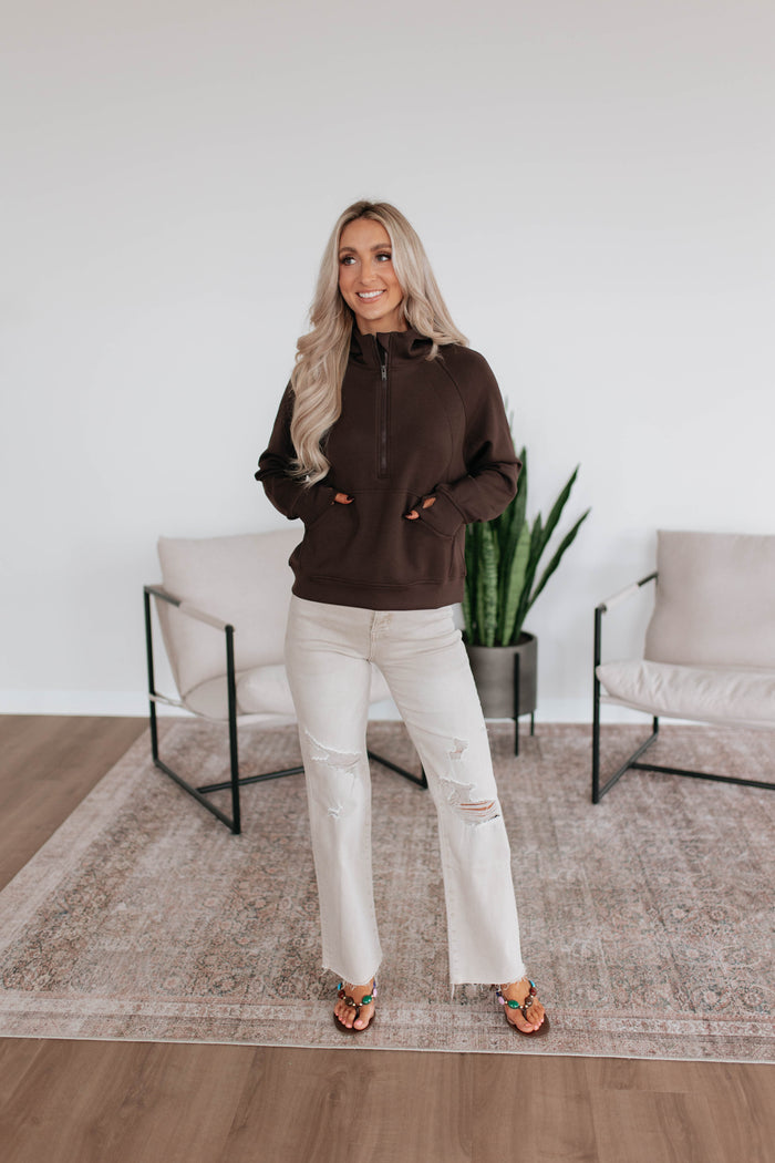 Aubrie Half-Zip Pullover - Espresso