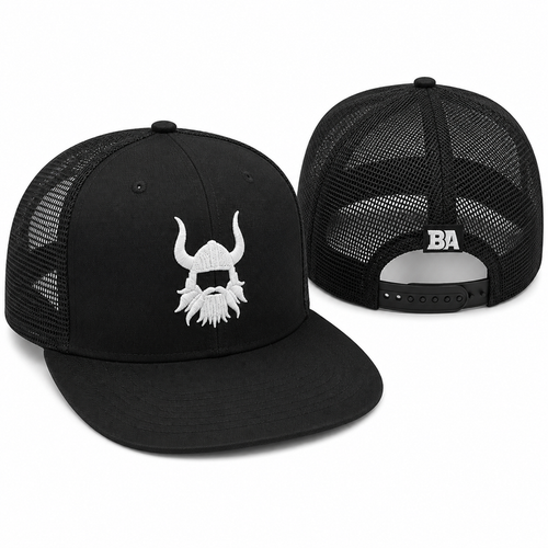 BA Black and White Flat Bill Mesh Hat