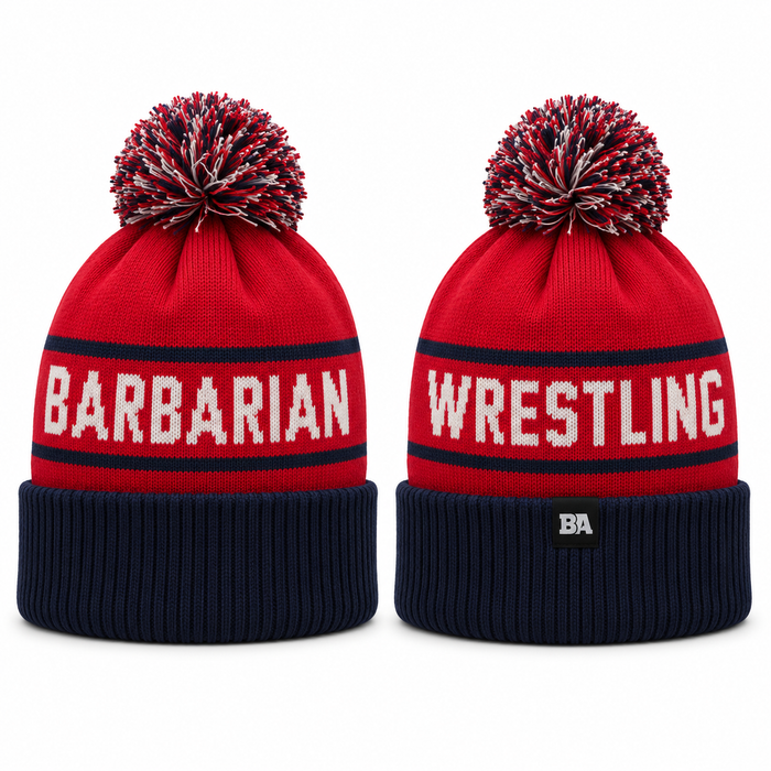 Barbarian Red/White/Blue Pom Beanie