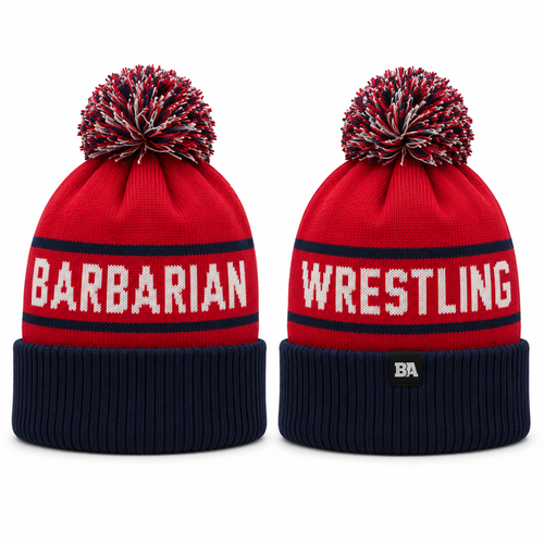 Barbarian Red/White/Blue Pom Beanie
