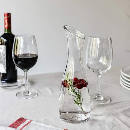Medium Simon Pearce Barre Carafe with sleek glass design and elegant shape, suitable for serving water or wine.