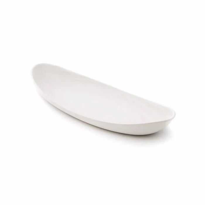 Simon Pearce Barre Serving Platter in Alabaster, elegant ceramic serveware with a smooth, rounded design for serving appetizers or snacks.