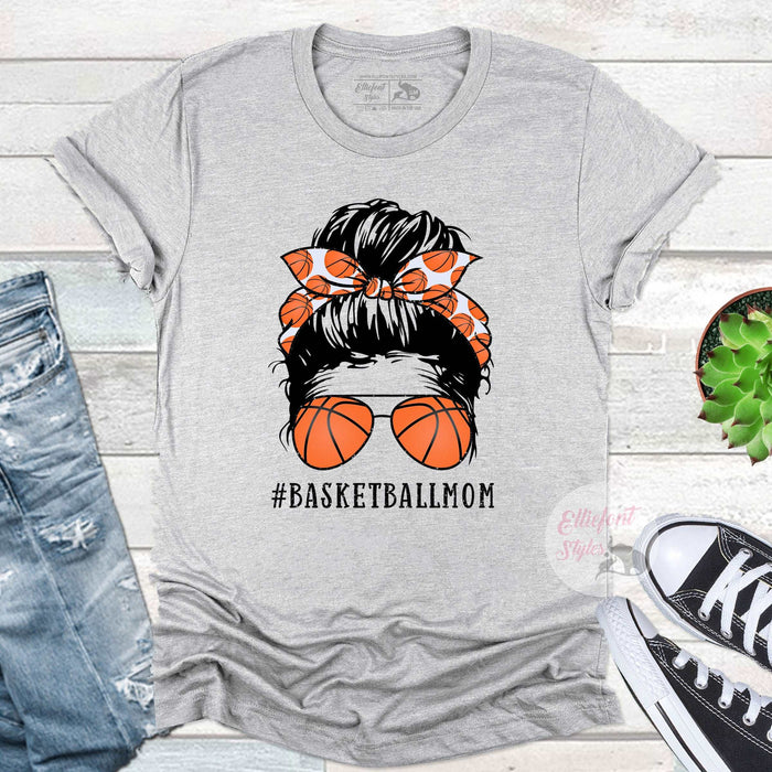 Basketball Mom With Messy Bun Shirt